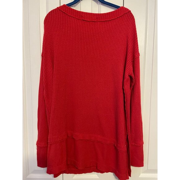 We The Free Red Thermal Waffle Long Sleeve Womens Top Size S - Picture 8 of 8